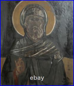 Antique Orthodox Religious Icon Saint Portrait Oil Painting