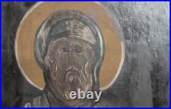 Antique Orthodox Religious Icon Saint Portrait Oil Painting