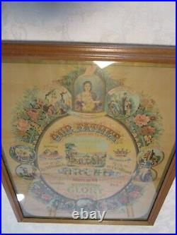 Antique Our Father's Prayer & Ten Commandments framed Print 1880's Religious 21