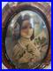 Antique-Oval-Convex-Religious-Print-Double-Sided-St-Therese-Madonna-Framed-01-nn
