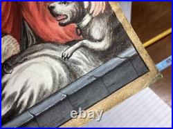 Antique Painted Vellum Religious Print Jesus Christ Mocked 1700's