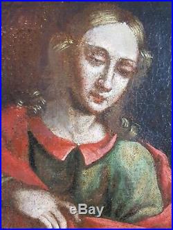 Antique Painting Mary Magdalene Oil Canvas Original Old Vintage Picture