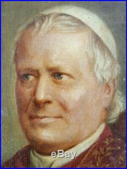 Antique Painting Portrait of Pope Pius IX Oil Canvas Original Old Vintage