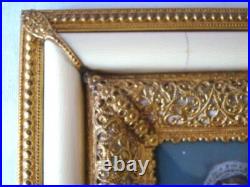 Antique Painting Religious MADONNA & Child, Ornate Filigree Frame, Italy
