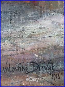 Antique Painting Valentine Diéval Oil On Panel Original Old Vintage