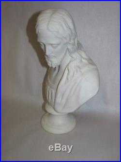 Antique Parian Porcelain Bust of Jesus Religious
