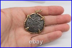 Antique Pendant Religious Christian Sterling Silver Coin & 14K Yellow Gold 16.7g