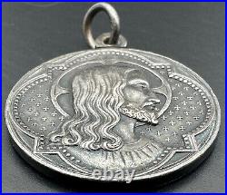 Antique Penin Poncet French Catholic Pendant Religious Medal Jesus Mary Lourdes