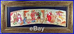 Antique Persian Miniature Judaica Painting framed in Khatam Marquetry