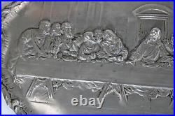 Antique Pewter religious Last supper WAll panel plaque