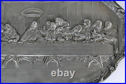 Antique Pewter religious Last supper WAll panel plaque