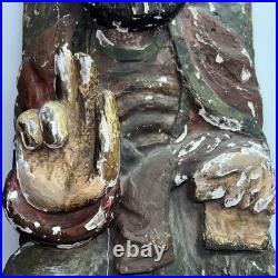 Antique Plaster & Wood Carving of Jesus withScroll Religious Relic of Spain 22