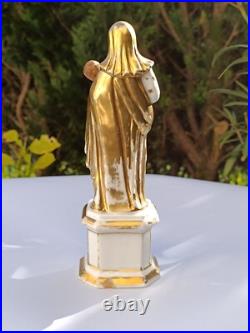 Antique Porcelain Madonna and Child Statue 23cm Gold Gilded Religious Figurine Antique Porcelain Madonna and Child Statue 23cm Gold Gilded Religious Figurine