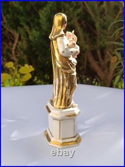Antique Porcelain Madonna and Child Statue 23cm Gold Gilded Religious Figurine Antique Porcelain Madonna and Child Statue 23cm Gold Gilded Religious Figurine