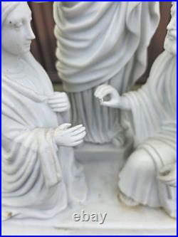 Antique Porcelain bisque sculpture statue MArriage Joseph MAry Temple religious