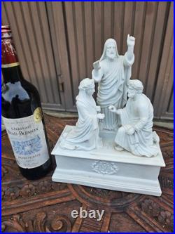 Antique Porcelain bisque sculpture statue MArriage Joseph MAry Temple religious