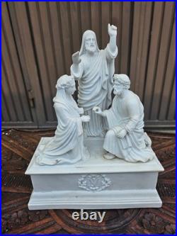 Antique Porcelain bisque sculpture statue MArriage Joseph MAry Temple religious