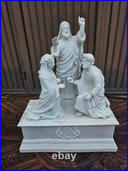 Antique Porcelain bisque sculpture statue MArriage Joseph MAry Temple religious