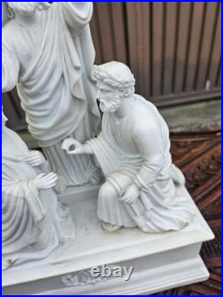 Antique Porcelain bisque sculpture statue MArriage Joseph MAry Temple religious
