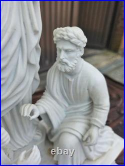 Antique Porcelain bisque sculpture statue MArriage Joseph MAry Temple religious