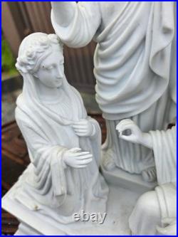 Antique Porcelain bisque sculpture statue MArriage Joseph MAry Temple religious