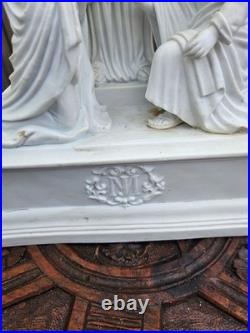 Antique Porcelain bisque sculpture statue MArriage Joseph MAry Temple religious
