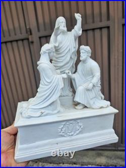 Antique Porcelain bisque sculpture statue MArriage Joseph MAry Temple religious