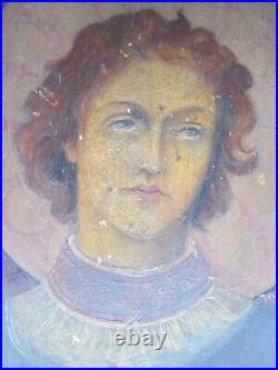 Antique Pre-Raphaelite Angel Painting, As Found