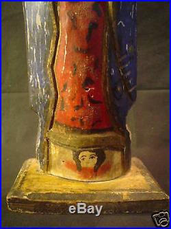 Antique Primitive Carved Wooden Statue Religious Artifact Mary