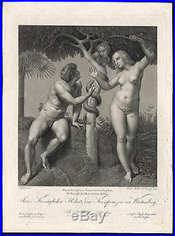 Antique Print-ADAM-EVE-SERPENT-APPLE-EDEN-TEMPTATION-Rafael-Muller-1813