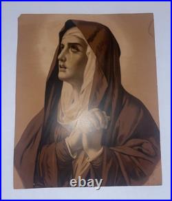 Antique Print Catholic Religious Mother of Sorrows Mother Mary