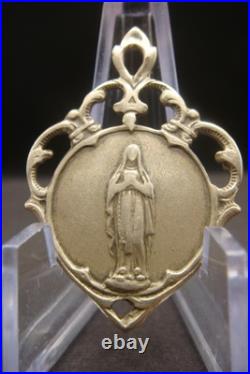 Antique Rare Brass Medal of Our Lady of Lourdes French Catholic Devotional