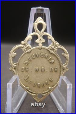 Antique Rare Brass Medal of Our Lady of Lourdes French Catholic Devotional