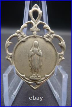 Antique Rare Brass Medal of Our Lady of Lourdes French Catholic Devotional