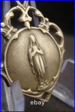 Antique Rare Brass Medal of Our Lady of Lourdes French Catholic Devotional