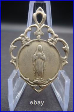 Antique Rare Brass Medal of Our Lady of Lourdes French Catholic Devotional
