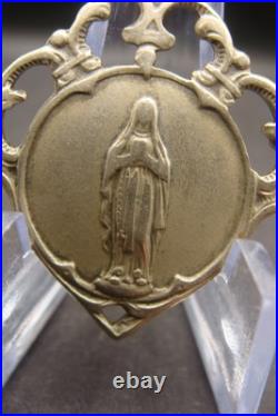 Antique Rare Brass Medal of Our Lady of Lourdes French Catholic Devotional
