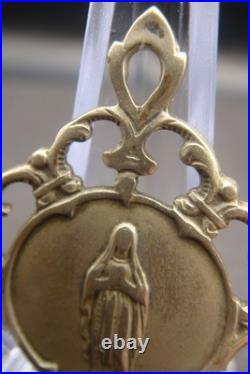 Antique Rare Brass Medal of Our Lady of Lourdes French Catholic Devotional