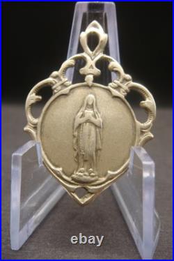 Antique Rare Brass Medal of Our Lady of Lourdes French Catholic Devotional