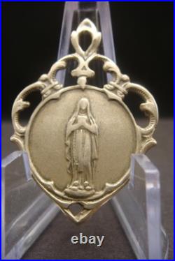 Antique Rare Brass Medal of Our Lady of Lourdes French Catholic Devotional