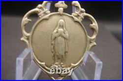 Antique Rare Brass Medal of Our Lady of Lourdes French Catholic Devotional