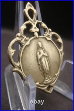 Antique Rare Brass Medal of Our Lady of Lourdes French Catholic Devotional