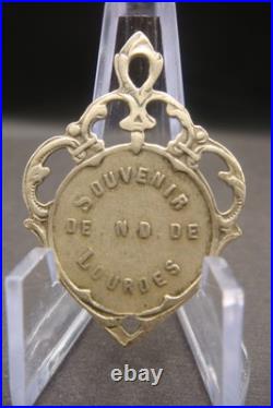 Antique Rare Brass Medal of Our Lady of Lourdes French Catholic Devotional