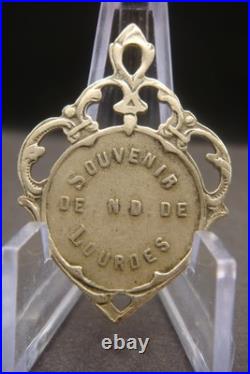 Antique Rare Brass Medal of Our Lady of Lourdes French Catholic Devotional