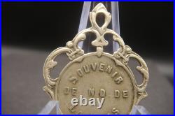 Antique Rare Brass Medal of Our Lady of Lourdes French Catholic Devotional