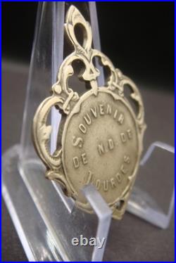 Antique Rare Brass Medal of Our Lady of Lourdes French Catholic Devotional