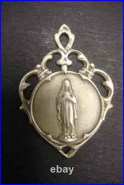 Antique Rare Brass Medal of Our Lady of Lourdes French Catholic Devotional