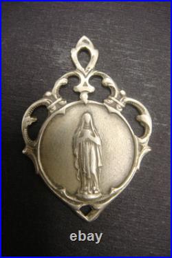 Antique Rare Brass Medal of Our Lady of Lourdes French Catholic Devotional