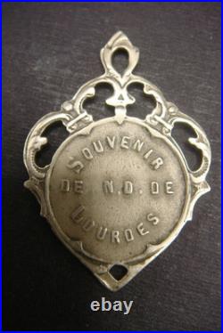 Antique Rare Brass Medal of Our Lady of Lourdes French Catholic Devotional