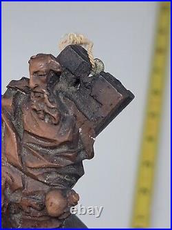 Antique Rare Hand Carved Wood Religious Relic Cross